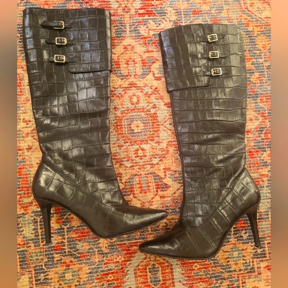 POLO RALPH LAUREN Jennison tall black leather boots with heels size 8.5B - Picture 2 of 11